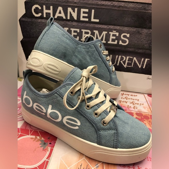 Denim Blue Platform Sneakers by Bebe Sport (New!) - Picture 1 of 6